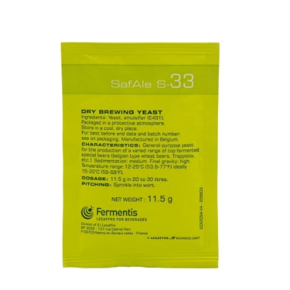 Fermentis SafAle™ Yeast S-33 11.5 g