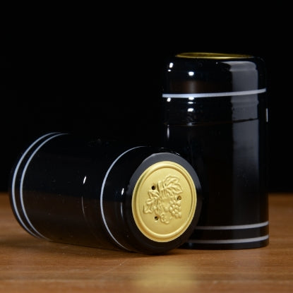 Black and gold with white pin stripe wine capsule