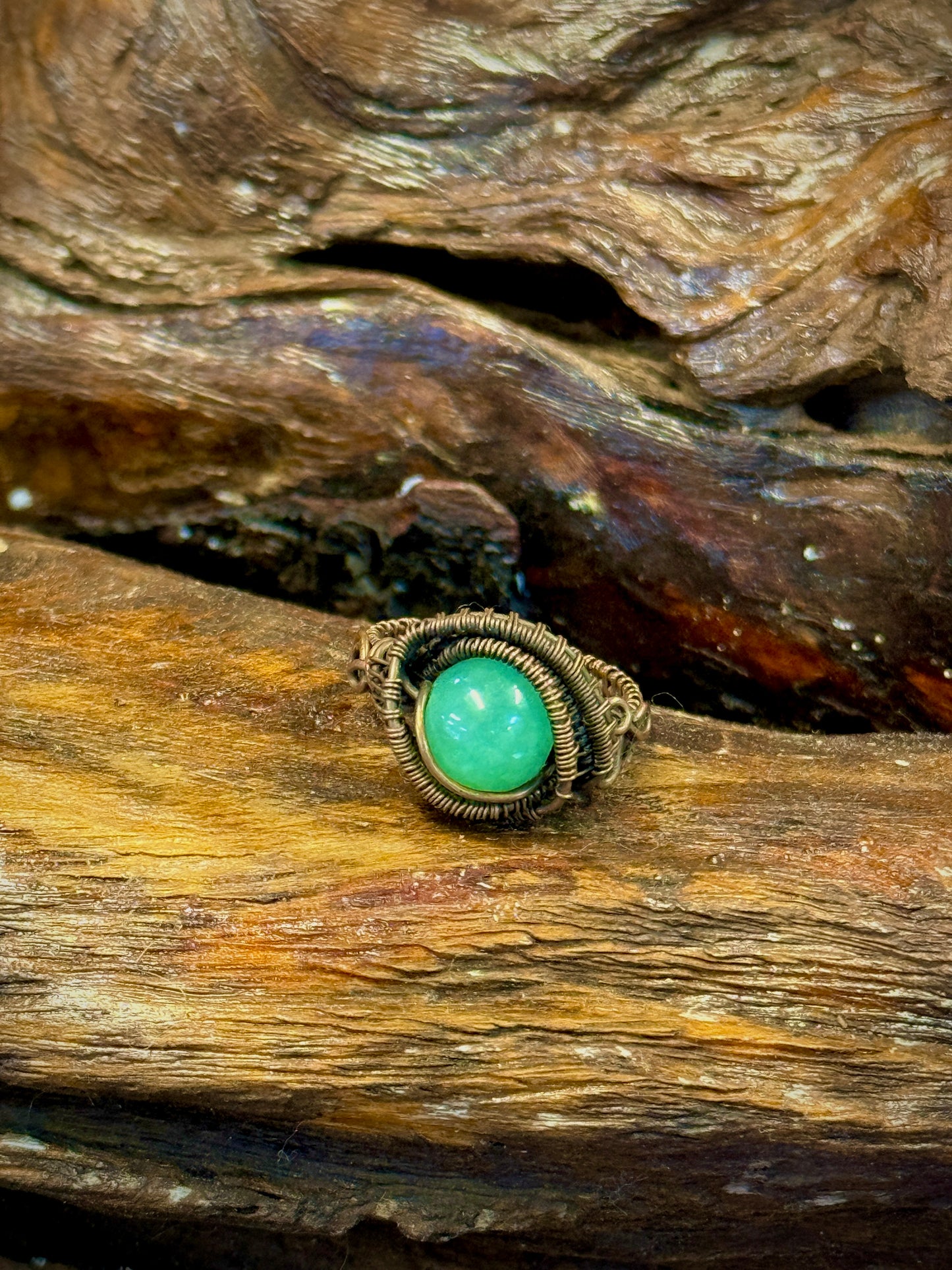 Ring (Green Aventurine Bead)