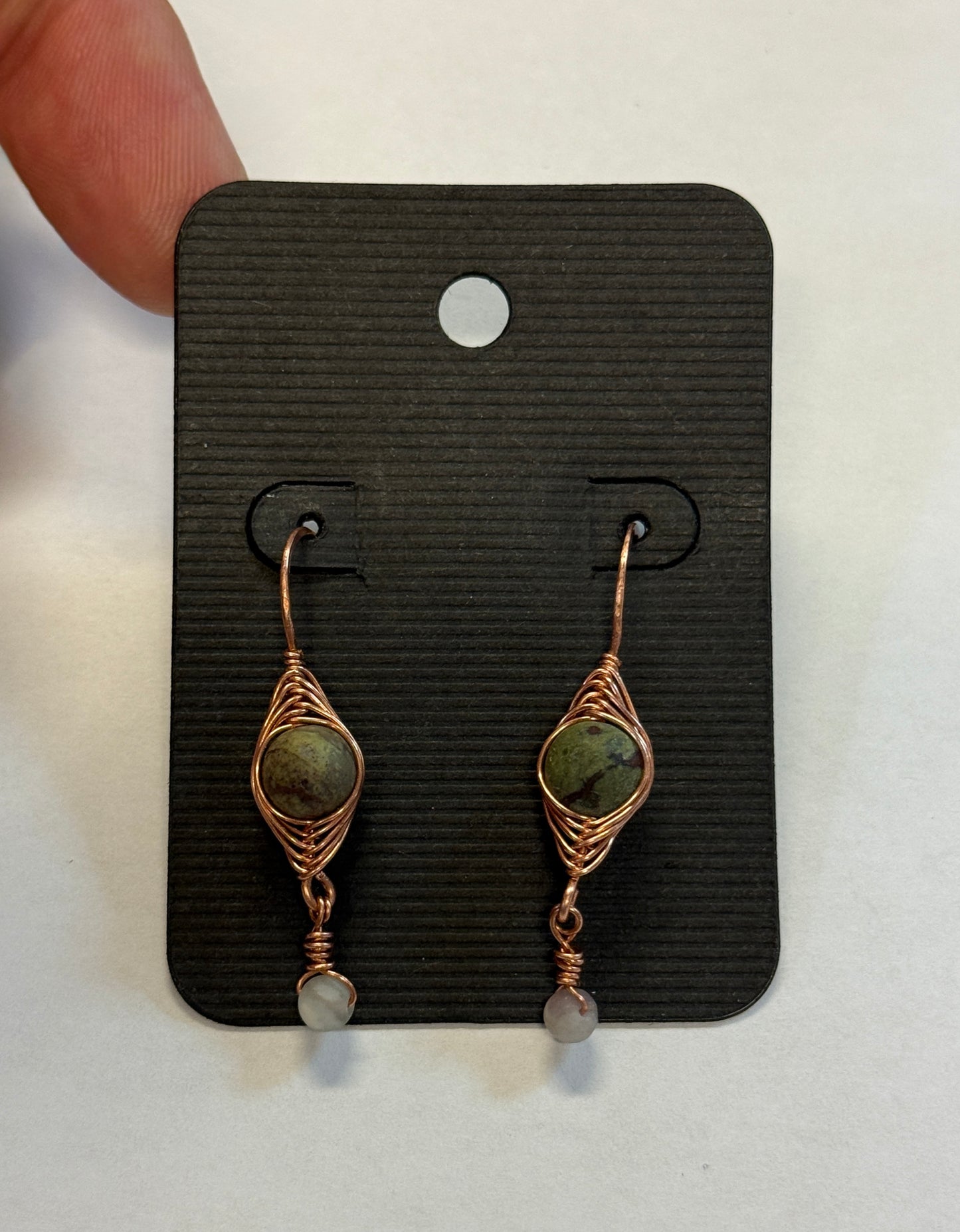 Earrings (Dragon Blood & Matte Lavender Lilac Jade)