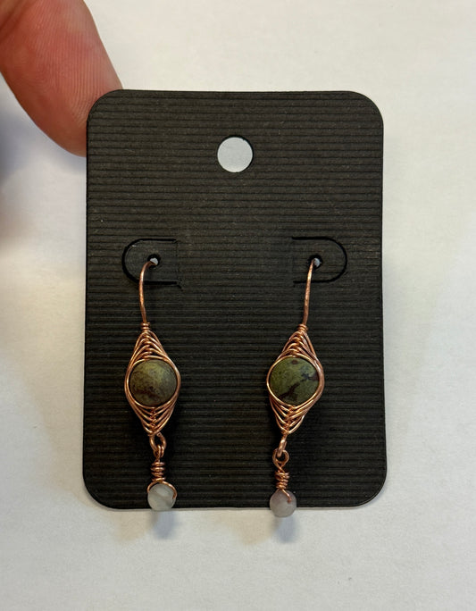 Earrings (Dragon Blood & Matte Lavender Lilac Jade)